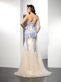 Trumpet/Mermaid Sweetheart Applique Sleeveless Long Tulle Dresses TPP0003713