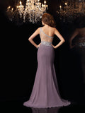 Trumpet/Mermaid One-Shoulder Rhinestone Sleeveless Long Chiffon Dresses TPP0002343