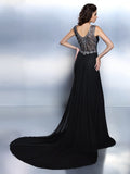 Trumpet/Mermaid Bateau Beading Sleeveless Long Chiffon Dresses TPP0009203