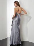 Trumpet/Mermaid Halter Sleeveless Beading Long Taffeta Dresses TPP0003341