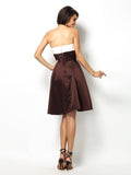 A-Line/Princess Sweetheart Pleats Sleeveless Short Satin Bridesmaid Dresses TPP0005594