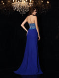 Sheath/Column Sweetheart Beading Sleeveless Long Chiffon Dresses TPP0002983