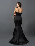 Sheath/Column Strapless Sash/Ribbon/Belt Sleeveless Long Satin Dresses TPP0009107