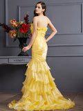 Trumpet/Mermaid Strapless Sleeveless Ruffles Long Tulle Dresses TPP0003509