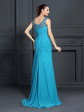 Trumpet/Mermaid Straps Ruffles Sleeveless Long Chiffon Dresses TPP0003711