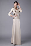 Sheath/Column Strapless Beading Hand-Made Flower Elastic Woven Satin Mother of the Bride Dresses TPP0007324