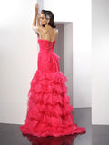 Sheath/Column Sweetheart Beading Sleeveless Long Organza Dresses TPP0009261