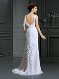 Trumpet/Mermaid Straps Beading Sleeveless Long Chiffon Wedding Dresses TPP0006691