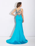 Trumpet/Mermaid Scoop Applique Sleeveless Long Satin Dresses TPP0002907