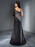 Trumpet/Mermaid One-Shoulder 3/4 Sleeves Long Lace Dresses TPP0003327