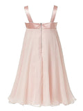 A-Line/Princess Sleeveless Straps Hand-Made Flower Chiffon Tea-Length Flower Girl Dresses TPP0007552