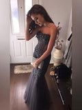 Trumpet/Mermaid Sleeveless Sweetheart Tulle Sequin Floor-Length Dresses TPP0002166