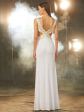 Sheath/Column V-neck Sleeveless Beading Floor-Length Spandex Dresses TPP0003590