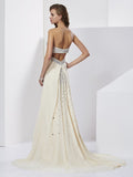 Sheath/Column Sweetheart Sleeveless Beading Long Chiffon Dresses TPP0003367