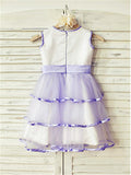 A-line/Princess Scoop Sleeveless Hand-made Flower Tea-Length Tulle Flower Girl Dresses TPP0007780