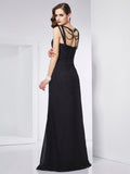 Sheath/Column V-neck Sleeveless Beading Long Chiffon Dresses TPP0004097