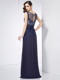 Sheath/Column V-neck Sleeveless Beading Applique Long Chiffon Dresses TPP0003962