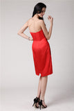 Sheath/Column Strapless Sleeveless Pleats Short Elastic Woven Satin Cocktail Dresses TPP0009024