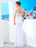 Sheath/Column V-neck Sleeveless Beading Floor-Length Spandex Dresses TPP0003560