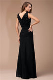 Sheath/Column V-neck Sleeveless Long Beading Lace Chiffon Dresses TPP0004057