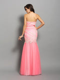 Trumpet/Mermaid Sweetheart Beading Sleeveless Long Elastic Woven Satin Dresses TPP0004193