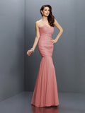 Trumpet/Mermaid Sweetheart Pleats Sleeveless Long Chiffon Bridesmaid Dresses TPP0005371