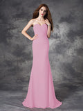 Trumpet/Mermaid Sweetheart Ruched Sleeveless Long Chiffon Bridesmaid Dresses TPP0005188