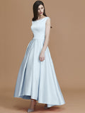 A-Line/Princess Bateau Sleeveless Asymmetrical Ruffles Satin Bridesmaid Dresses TPP0005281