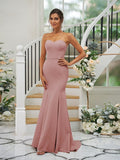 Trumpet/Mermaid Stretch Crepe Ruffles Strapless Sleeveless Sweep/Brush Train Bridesmaid Dresses TPP0004906