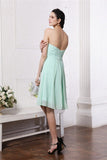 Sheath/Column Strapless Sleeveless Pleats Short Chiffon Bridesmaid Dresses TPP0005722