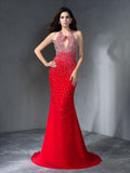 Trumpet/Mermaid Halter Beading Sleeveless Long Chiffon Dresses TPP0002024