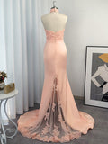 Trumpet/Mermaid Halter Sleeveless Satin Lace Sweep/Brush Train Dresses TPP0001594