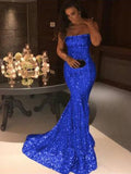 Trumpet/Mermaid Sleeveless Strapless Sweep/Brush Train Sequins Dresses TPP0001657