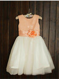 A-line/Princess Scoop Sleeveless Sequin Tea-Length Tulle Flower Girl Dresses TPP0007722