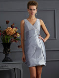 Sheath/Column V-neck Sleeveless Short Taffeta Mother of the Bride Dresses TPP0008604