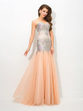 Trumpet/Mermaid Sweetheart Beading Sleeveless Long Net Dresses TPP0003227