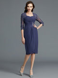 Sheath/Column Sweetheart Chiffon 1/2 Sleeves Knee-Length Mother of the Bride Dresses TPP0007204