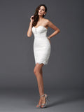 Sheath/Column Sweetheart Lace Sleeveless Short Lace Dresses TPP0008468