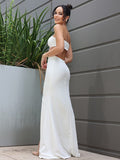 Sheath/Column Stretch Crepe Strapless Sleeveless Floor-Length Wedding Dresses TPP0007032