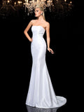 Sheath/Column Strapless Sleeveless Long Satin Dresses TPP0009171