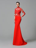 Trumpet/Mermaid High Neck Applique Long Sleeves Long Chiffon Dresses TPP0009091