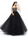 Ball Gown Straps Applique Sleeveless Long Net Quinceanera Dresses TPP0002196