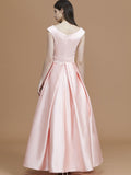 A-Line/Princess Bateau Sleeveless Asymmetrical Ruffles Satin Bridesmaid Dresses TPP0005281