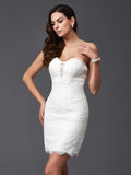 Sheath/Column Sweetheart Lace Sleeveless Short Lace Dresses TPP0008468