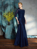 Trumpet/Mermaid Bateau Applique 1/2 Sleeves Long Taffeta Mother of the Bride Dresses TPP0007307