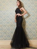 Trumpet/Mermaid Spaghetti Straps Sleeveless Applique Floor-Length Tulle Two Piece Dresses TPP0002355