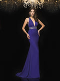 Trumpet/Mermaid V-neck Beading Sleeveless Long Chiffon Dresses TPP0003383