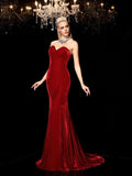 Sheath/Column Sweetheart Sleeveless Long Velvet Dresses TPP0009143