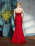 Trumpet/Mermaid Strapless Applique Sleeveless Long Satin Mother of the Bride Dresses TPP0007416