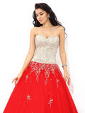 Ball Gown Sweetheart Beading Sleeveless Long Satin Quinceanera Dresses TPP0003205